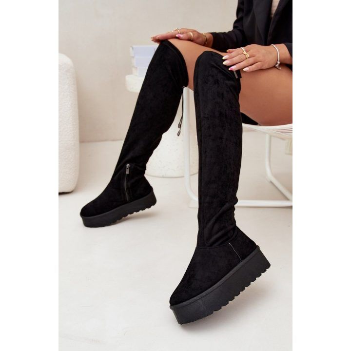 Auliniai batai iki kelių juodi su platforma laisvalaikiui Big Star BIG STAR SHOES