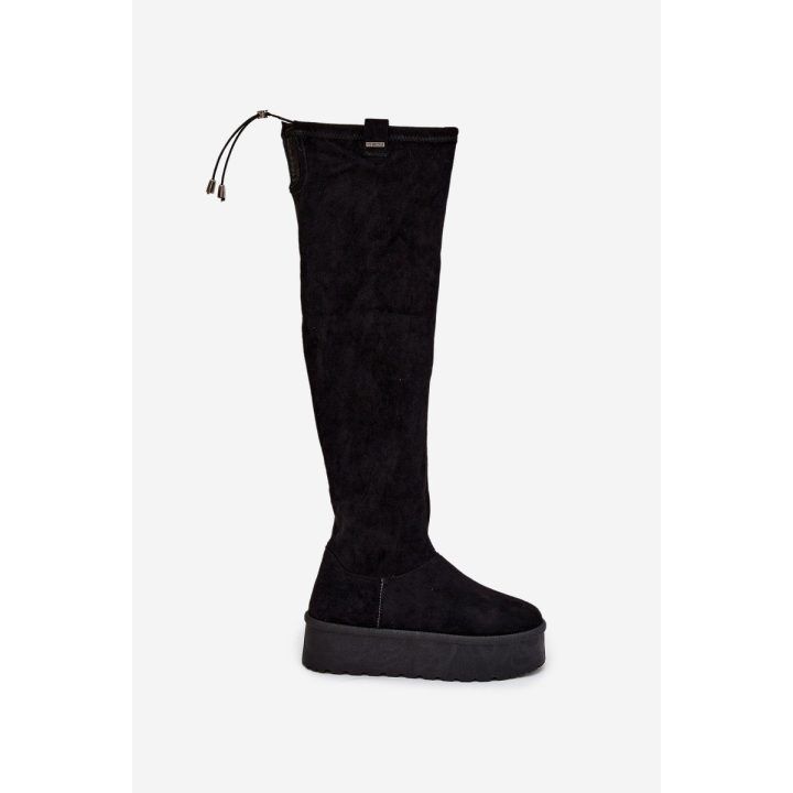 Auliniai batai iki kelių juodi su platforma laisvalaikiui Big Star BIG STAR SHOES