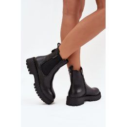 Aulinukai moterims juodi odiniai su pašiltinimu ir užtrauktuku Big Star BIG STAR SHOES