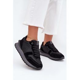 Laisvalaikio batai juodi odiniai moterims su HI-POLY padu Big Star BIG STAR SHOES