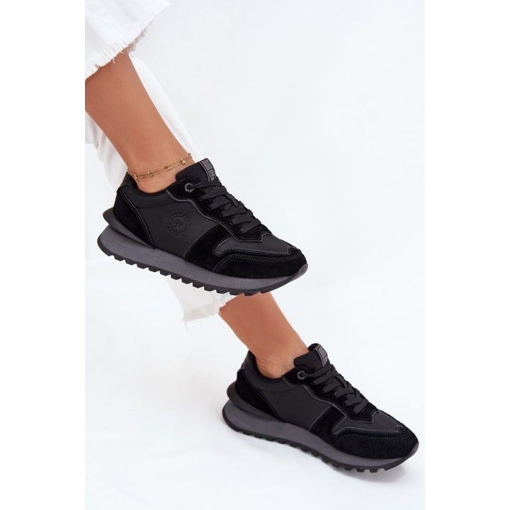 Laisvalaikio batai juodi odiniai moterims su HI-POLY padu Big Star BIG STAR SHOES