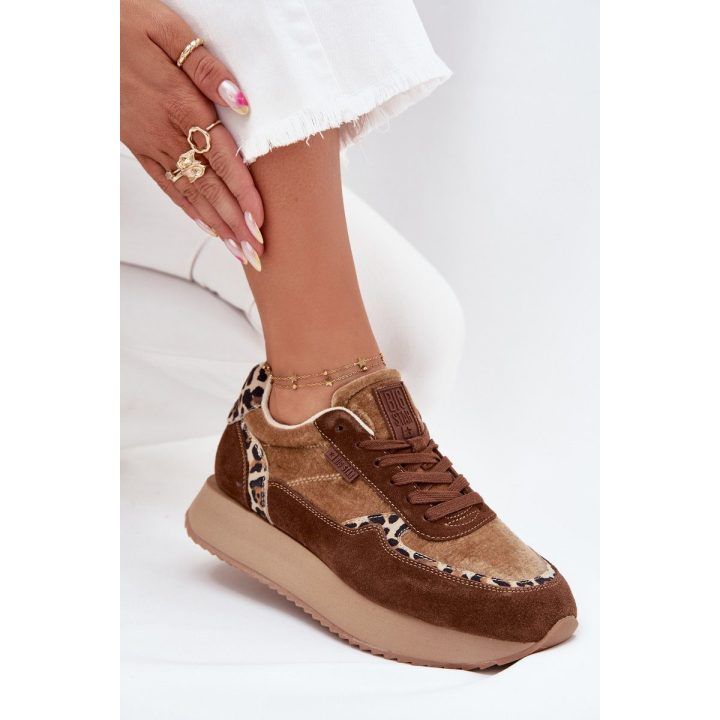 Laisvalaikio batai rudi zomšiniai su leopardiniu raštu Big Star BIG STAR SHOES