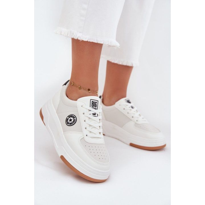 Laisvalaikio batai balti su platforma moterims Big Star BIG STAR SHOES
