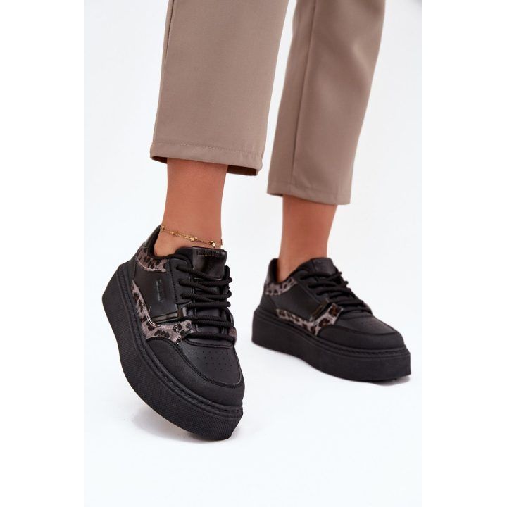 Laisvalaikio batai juodi su platforma ir gyvūnų raštais Big Star BIG STAR SHOES