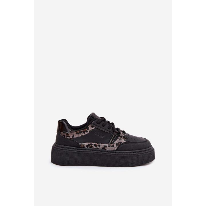 Laisvalaikio batai juodi su platforma ir gyvūnų raštais Big Star BIG STAR SHOES