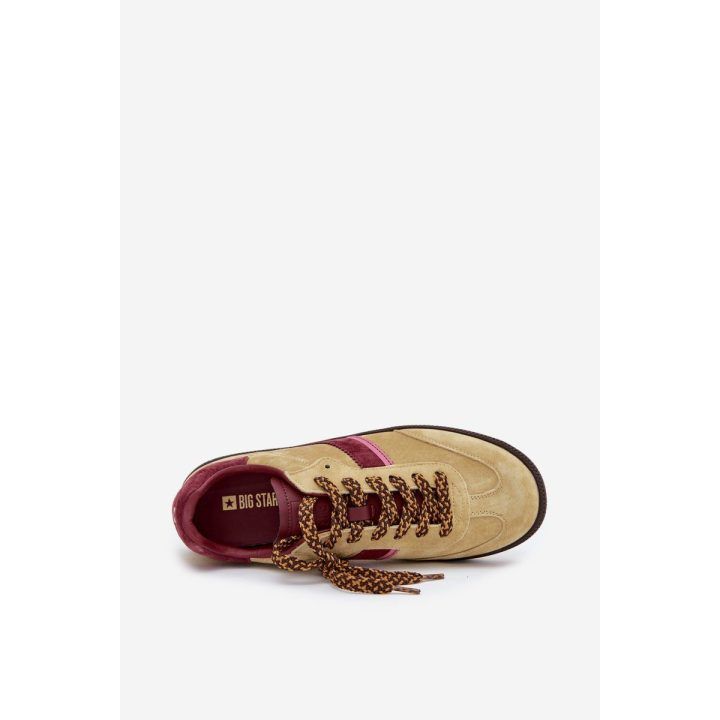 Laisvalaikio batai smėlio spalvos zomšiniai su bordo detalėmis Big Star BIG STAR SHOES