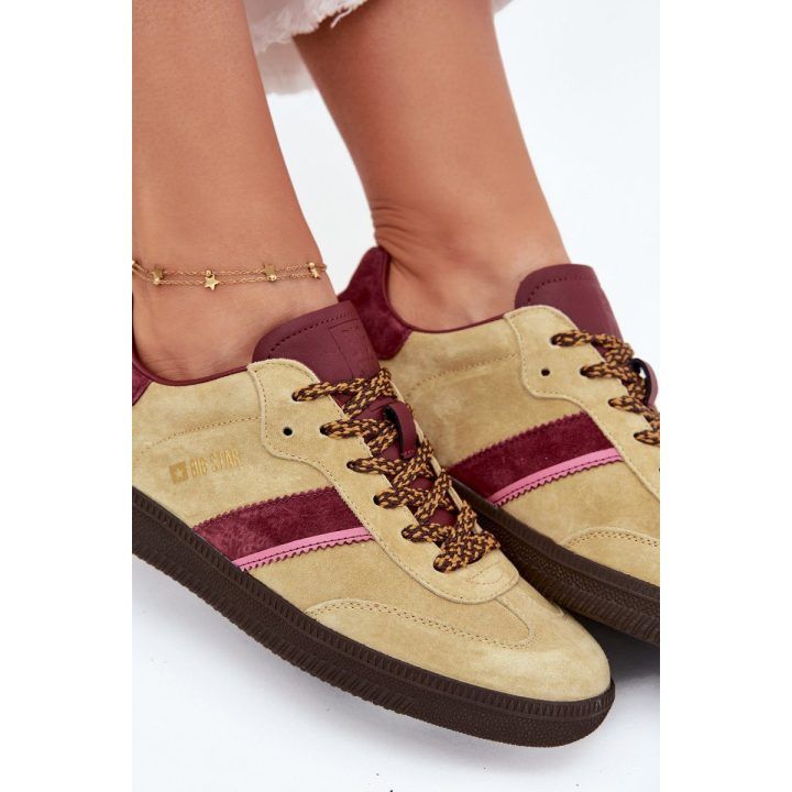Laisvalaikio batai smėlio spalvos zomšiniai su bordo detalėmis Big Star BIG STAR SHOES
