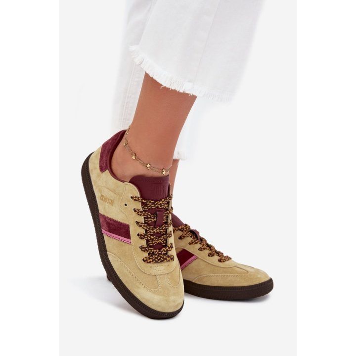 Laisvalaikio batai smėlio spalvos zomšiniai su bordo detalėmis Big Star BIG STAR SHOES