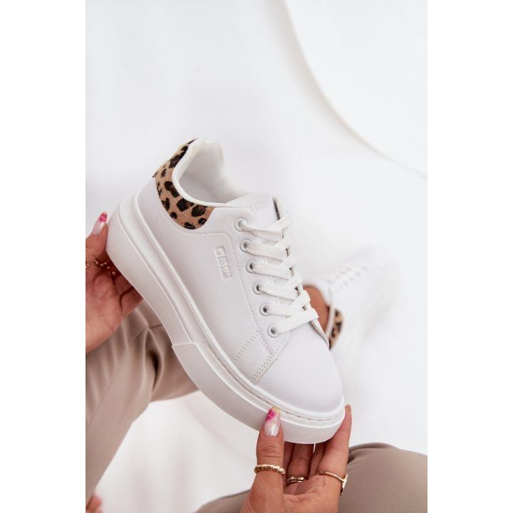 Laisvalaikio batai balti su platforma ir leopardiniu akcentu Big Star BIG STAR SHOES