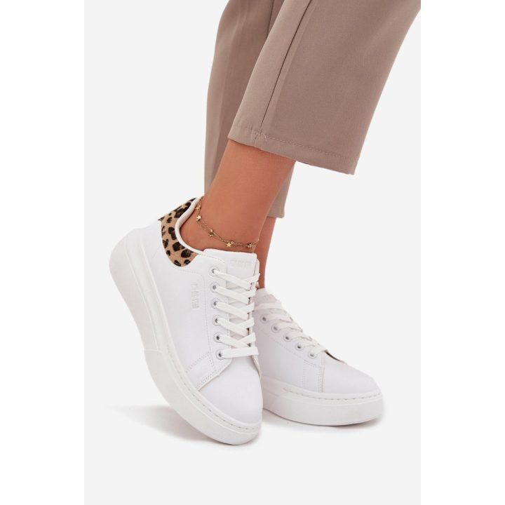 Laisvalaikio batai balti su platforma ir leopardiniu akcentu Big Star BIG STAR SHOES