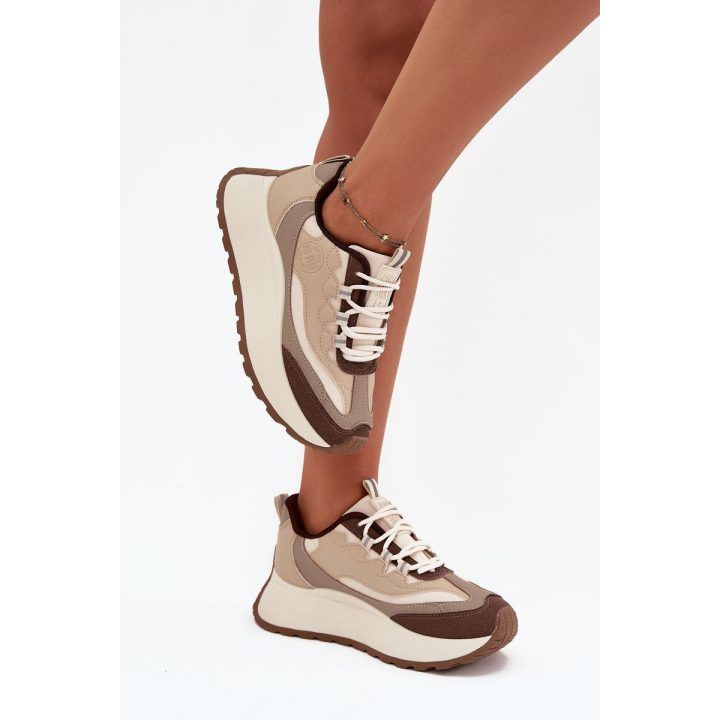 Laisvalaikio batai smėlio spalvos su platforma moterims Big Star BIG STAR SHOES
