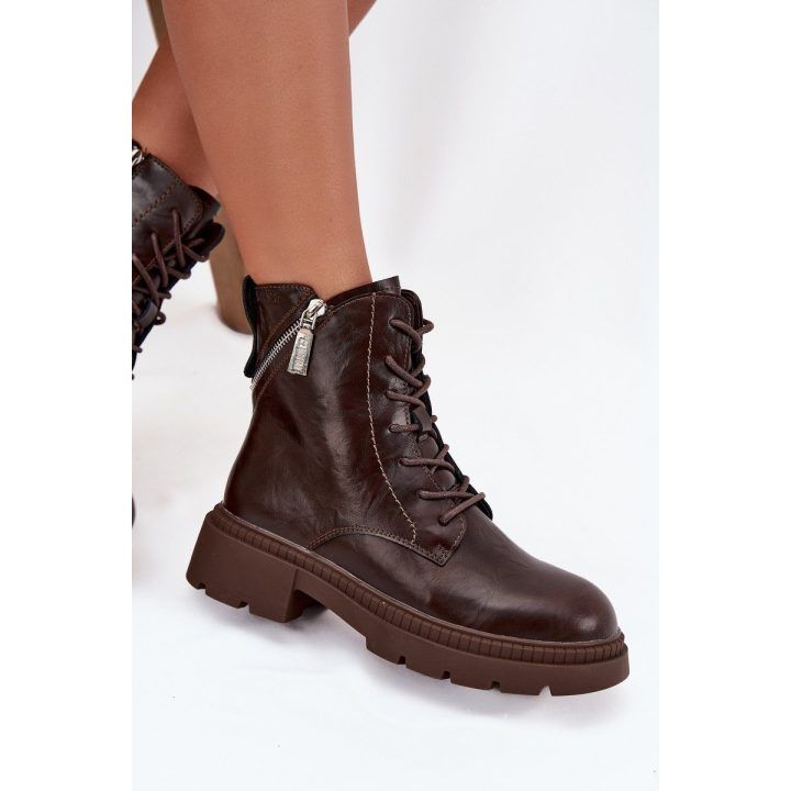 Auliniai batai moteriški rudi oda Big Star BIG STAR SHOES