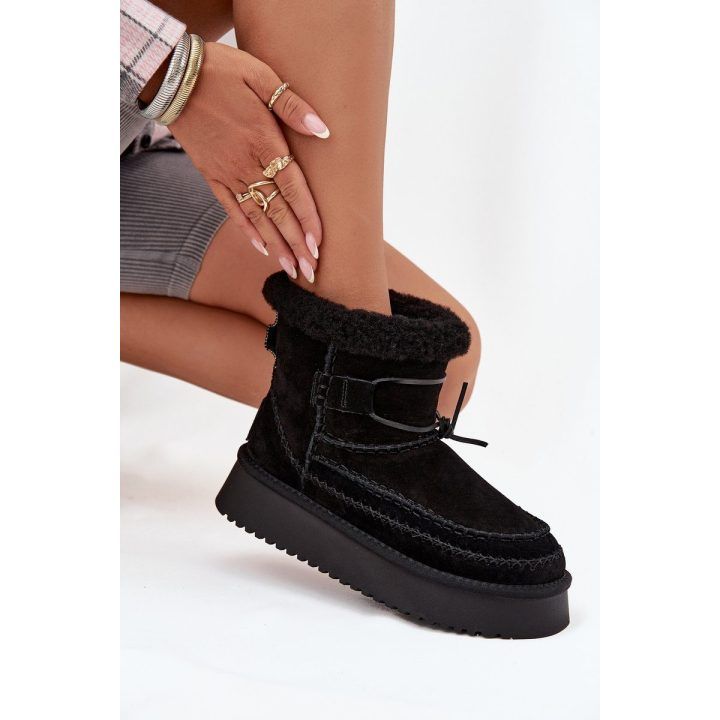 Žieminiai batai moteriški juodi versta oda Big Star BIG STAR SHOES