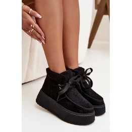 Sniego batai moteriški juodi su kailiu platforminiai Florivelle BOTO