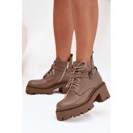 Auliniai batai moteriški smėlio spalvos oda Zazoo ZAZOO