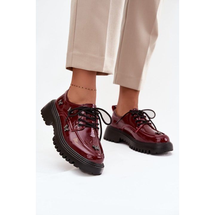 Bordo lakinės moteriškos loafer tipo odinės basutės Artiker ARTIKER