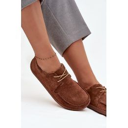 Moteriški rudi barefoot stiliaus batai iš natūralios odos Zazoo ZAZOO