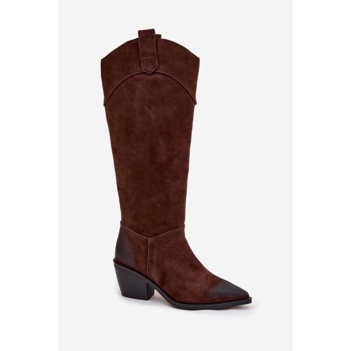 Women's Cowboy Boots With Heel Made Of Natural Suede Artiker 57C0230 Brown ARTIKER
