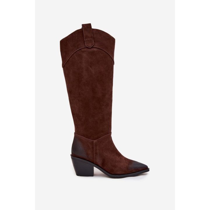 Women's Cowboy Boots With Heel Made Of Natural Suede Artiker 57C0230 Brown ARTIKER