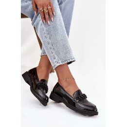 Women's Patent Loafers With Beads S.Barski HY52-541 Black D&A