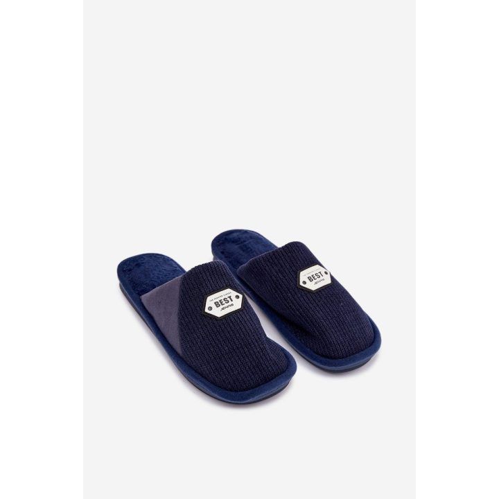Šlepetės tamsiai mėlynos su siuvinėjimu Presine – komfortui ir jaukumui namuose. BOTO