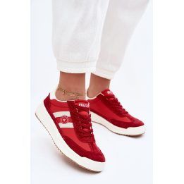 Moteriški sportbačiai su zomšos įdėklais raudonos spalvos Big Star BIG STAR SHOES