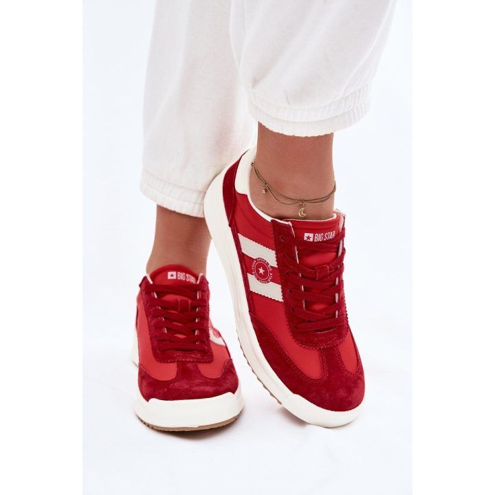 Moteriški sportbačiai su zomšos įdėklais raudonos spalvos Big Star BIG STAR SHOES