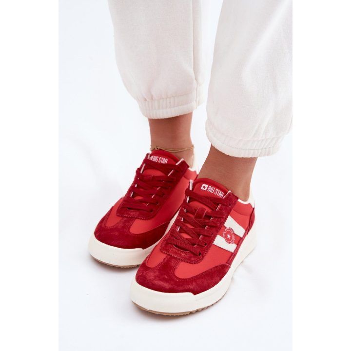 Moteriški sportbačiai su zomšos įdėklais raudonos spalvos Big Star BIG STAR SHOES