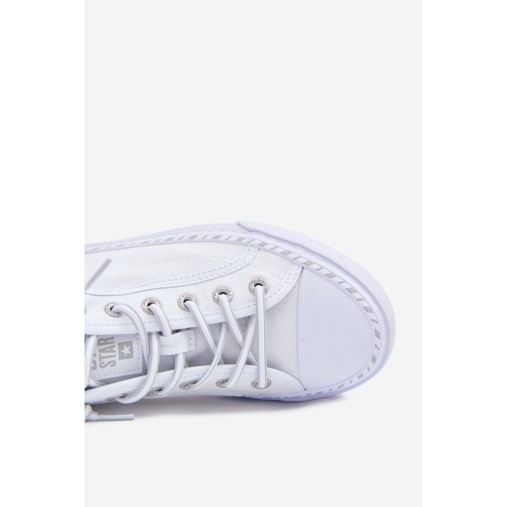 Moteriški sportbačiai su tekstiline viršute balti Big Star BIG STAR SHOES