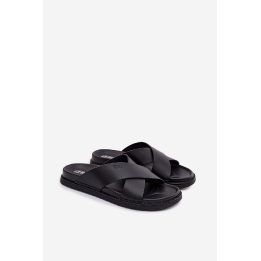 Vyriškos šlepetės iš natūralios odos juodos Big Star BIG STAR SHOES