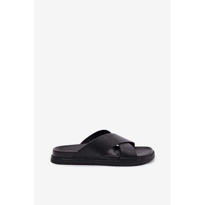 Vyriškos šlepetės iš natūralios odos juodos Big Star BIG STAR SHOES