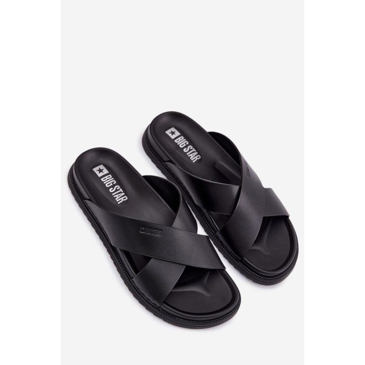 Vyriškos šlepetės iš natūralios odos juodos Big Star BIG STAR SHOES