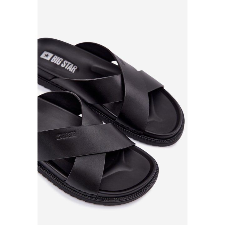 Vyriškos šlepetės iš natūralios odos juodos Big Star BIG STAR SHOES