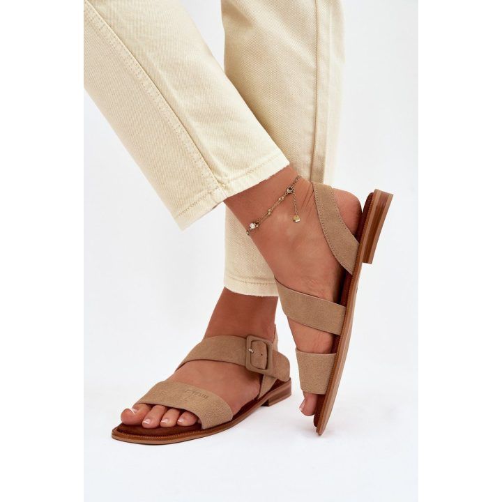 Moteriški sandalai iš zomšos smėlio spalvos Big Star BIG STAR SHOES