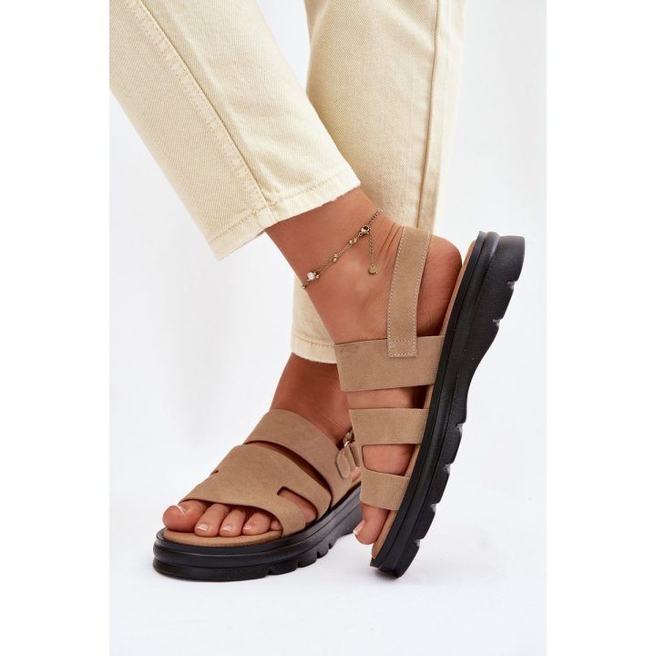 Moteriški sandalai iš zomšos smėlio spalvos Big Star BIG STAR SHOES