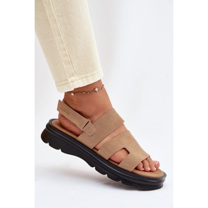 Moteriški sandalai iš zomšos smėlio spalvos Big Star BIG STAR SHOES