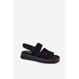Moteriški sandalai iš zomšos, juodi su lipuku Big Star BIG STAR SHOES
