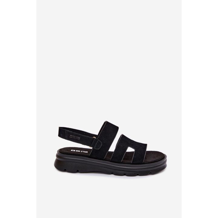 Moteriški sandalai iš zomšos, juodi su lipuku Big Star BIG STAR SHOES
