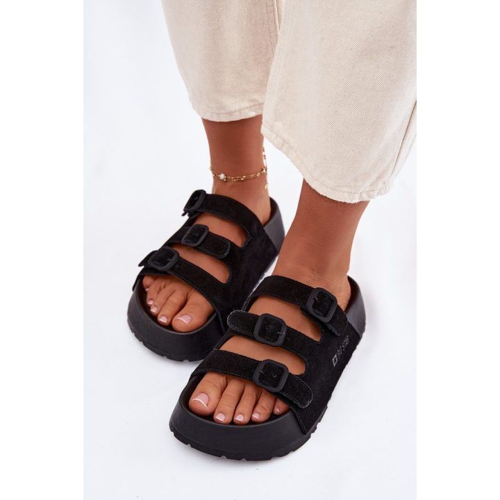 Moteriški platforminiai sandalai iš zomšos juodos Big Star BIG STAR SHOES