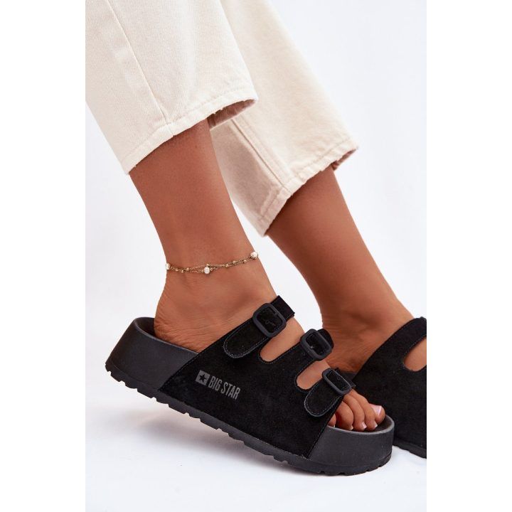Moteriški platforminiai sandalai iš zomšos juodos Big Star BIG STAR SHOES