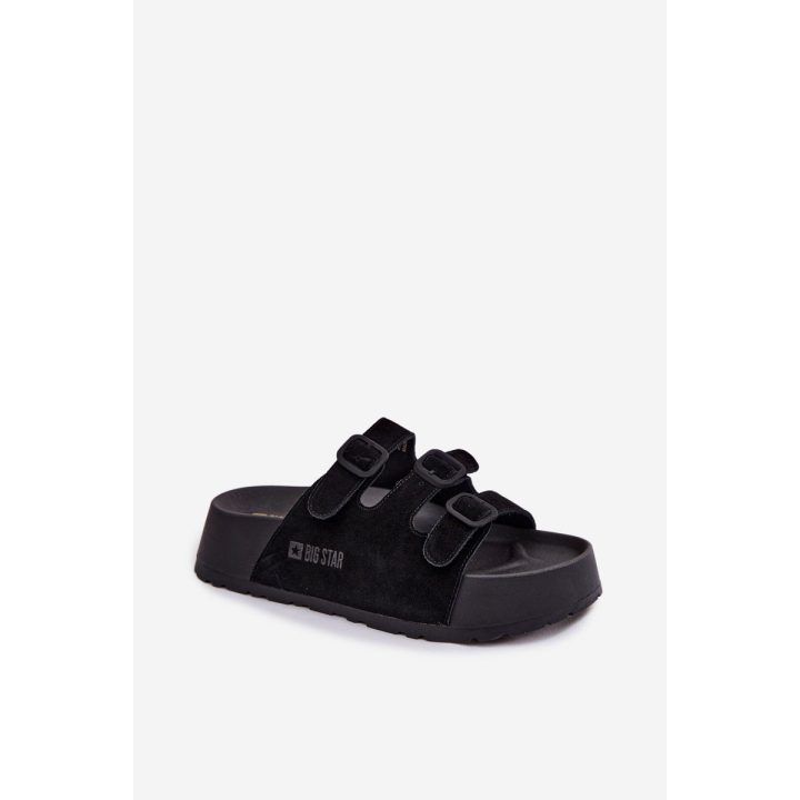 Moteriški platforminiai sandalai iš zomšos juodos Big Star BIG STAR SHOES
