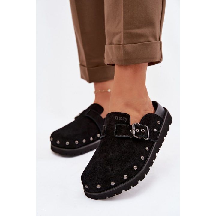 Juodos moteriškos šlepetės ant platformos su kniedėmis Big Star BIG STAR SHOES