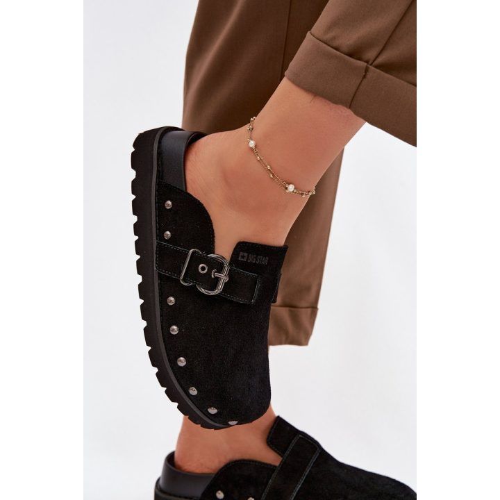 Juodos moteriškos šlepetės ant platformos su kniedėmis Big Star BIG STAR SHOES