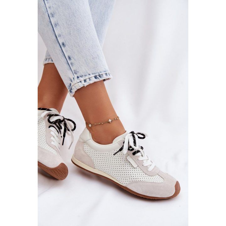 Balti moteriški sportbačiai iš zomšos Big Star BIG STAR SHOES
