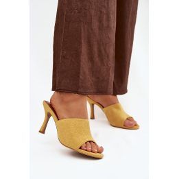 Women's Slip-On Shoes with Heel Made of Eco Suede Yellow Isolia BOTO