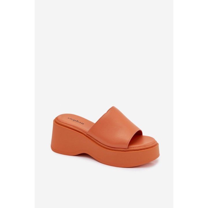 Moteriškos platforminės šlepetės oranžinės BOTO