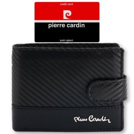 Piniginė juoda odinė su spauduku kasdienai Pierre Cardin