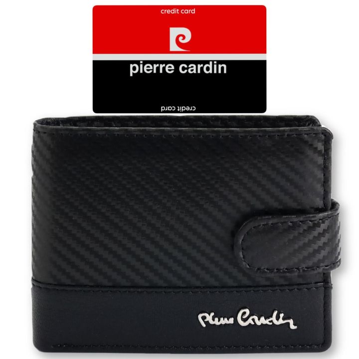 Piniginė juoda odinė su spauduku kasdienai Pierre Cardin