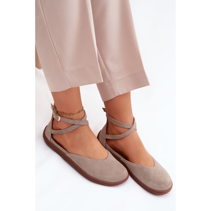 Moteriškos zomšinės barefoot balerinos Zazoo 320, cappuccino ZAZOO