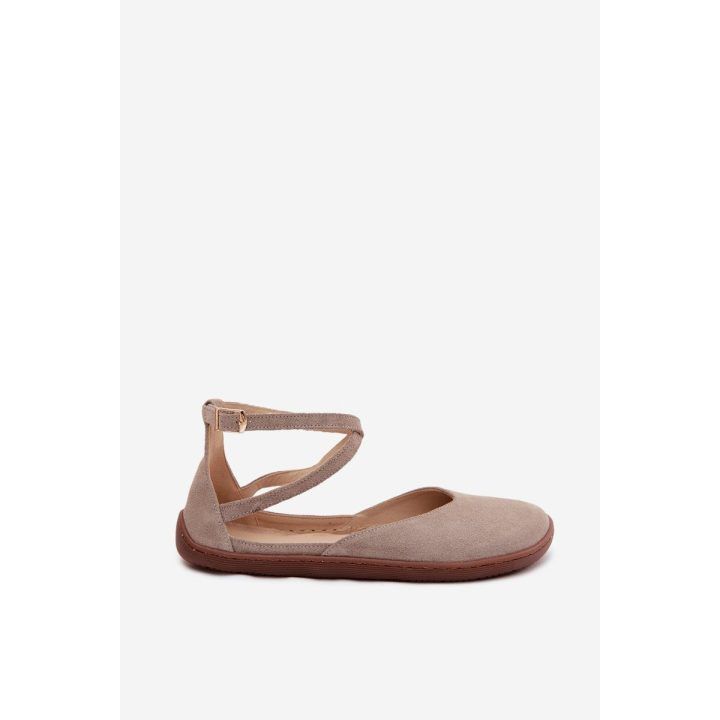 Moteriškos zomšinės barefoot balerinos Zazoo 320, cappuccino ZAZOO